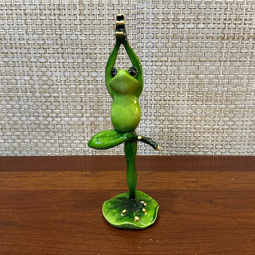 🌟3xHP🌟Green Yoga Frog Tree Pose Figurine Hand Painted Resin Art Decor